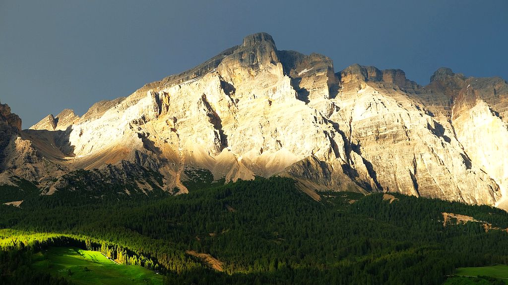 Mountains lit by the sun