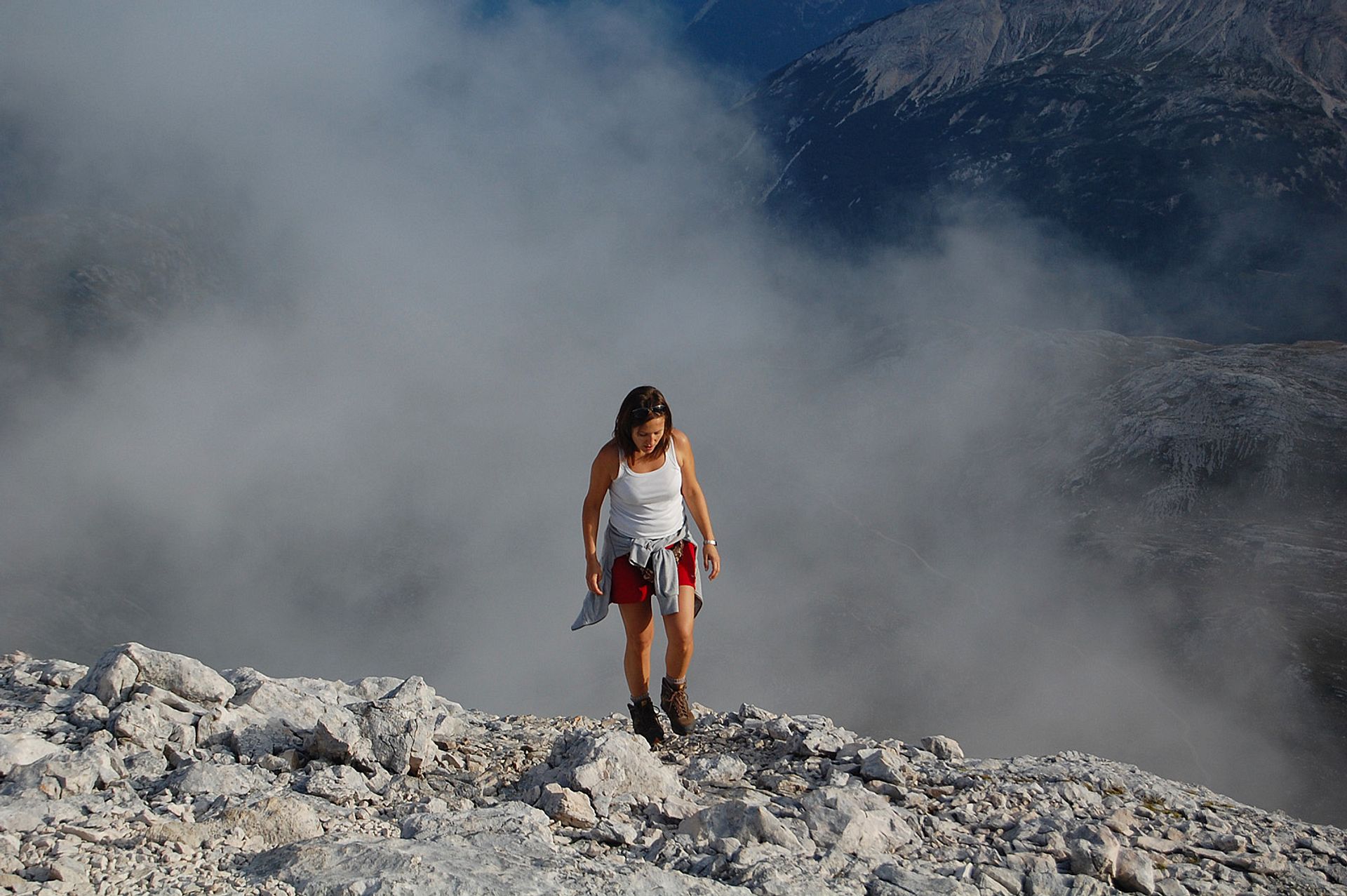 Hiker in the clouds